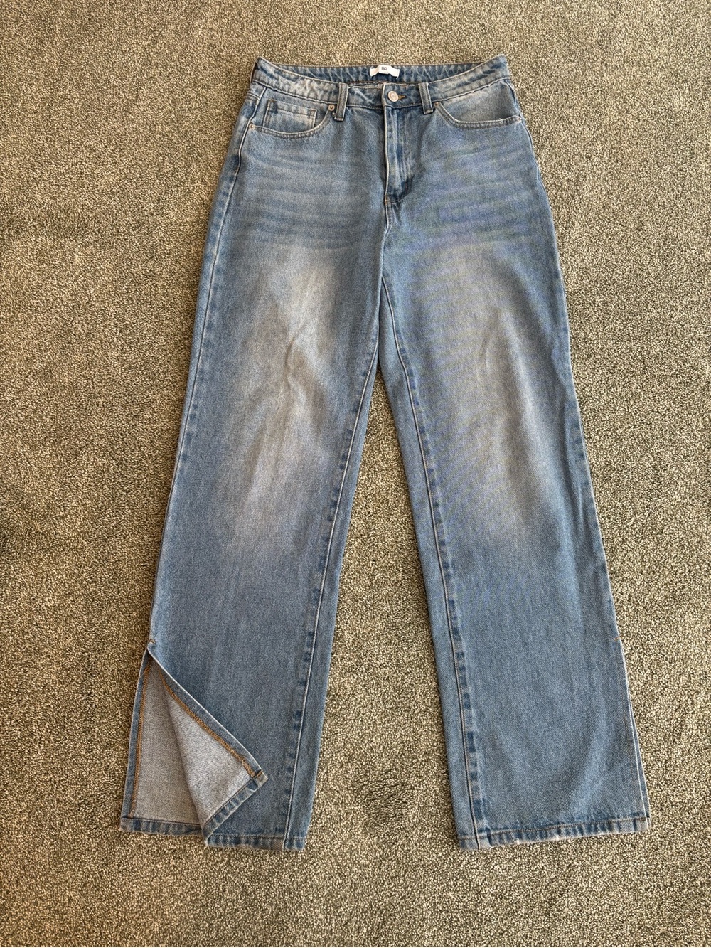 Women's BP Blue Wide-Leg Jeans with Side Slit